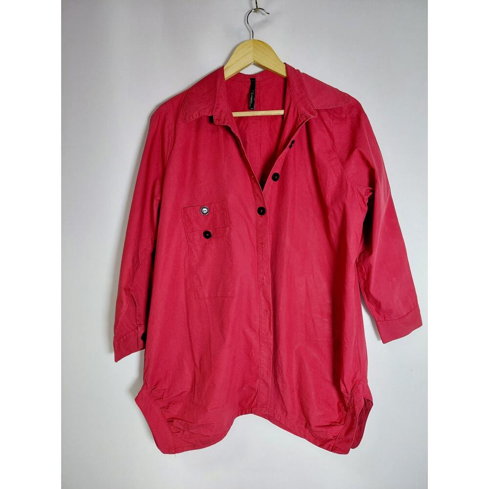 IC by Connie K 9511JStyle 100% Cotton Red Top Solid Woven Size M